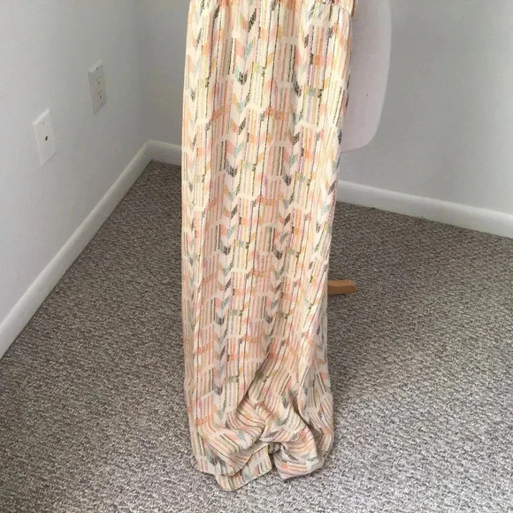 Parker Georgette silk halter maxi dress chevron Size S - Picture 6 of 12